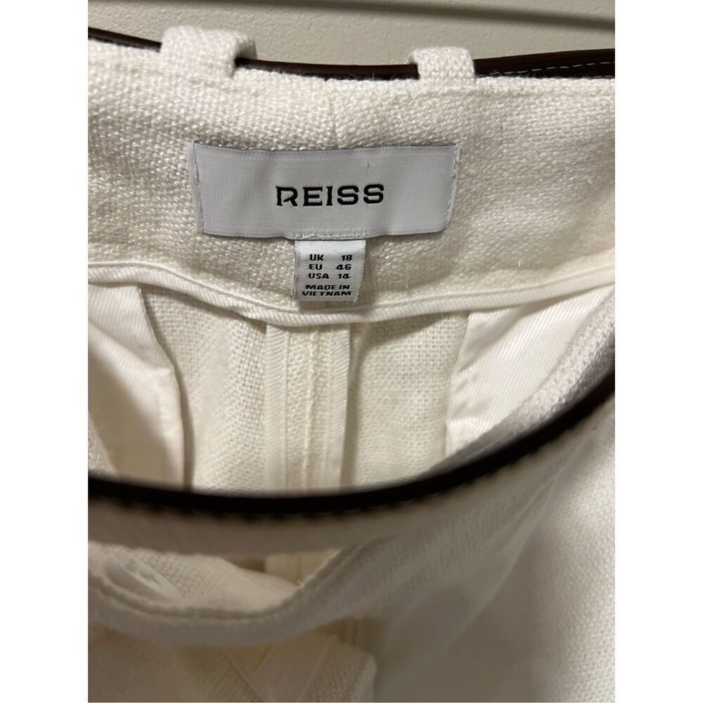 Reiss Women's White Devon Linen Blend Flat Front Bermuda Shorts Size 14 NWOT - Picture 7 of 12